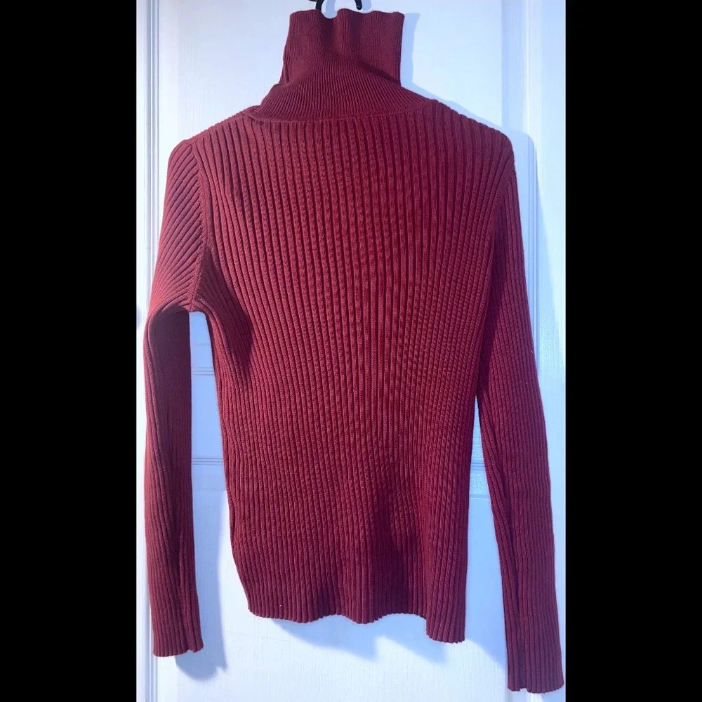 Vintage Wine Red Turtleneck 100% Cotton - Picture 3 of 6